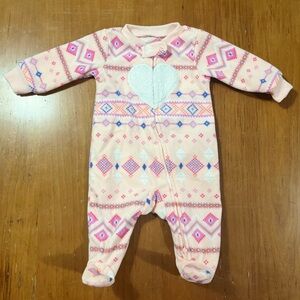 Carter's Pink Geometric Heart Footie